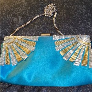Turquoise party bag (gold/silver embellishment)